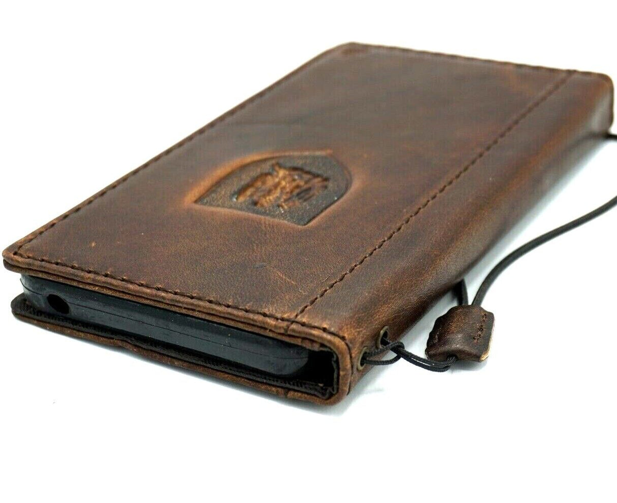 DavisCase handmade genuine leather phone case for Samsung Galaxy S22, S21, S20, Note 20, A71, A51, and more with vintage art wallet design