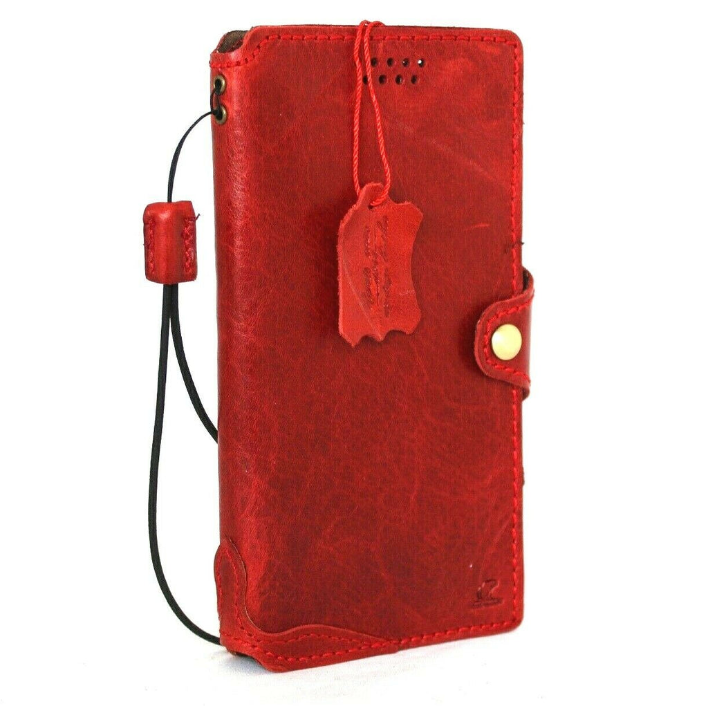 Genuine vintage red leather Samsung Galaxy S21 Plus 5G wallet case with card slots and soft rubber interior by DavisCase.