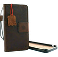 Handmade genuine leather iPhone 11 Pro Max case with wallet features, magnetic closure, and removable credit holder by DAVISCASE.