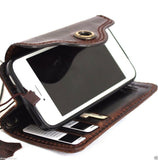Echte natürliche dunkle Lederhülle für iPhone SE 5c 5s Cover Book Wallet Kreditkarte DavisCase