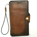 Vintage leather phone case for iPhone and Samsung, handmade with credit card slots, soft full grain cover, DAVISCASE luxury.