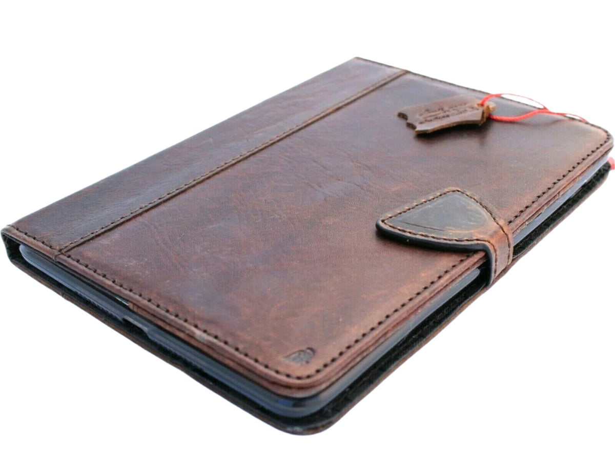 Genuine vintage leather iPad Mini 6 case by DAVISCASE with card slots, handmade design, soft rubber interior, for Apple iPad mini 6.