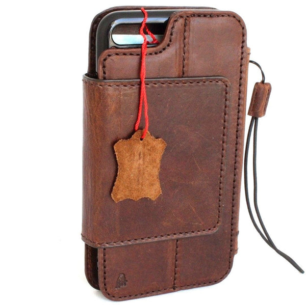 genuine vintage full leather Removable case for iphone 7 plus cover book wallet credit card id magnet business slim  daviscase