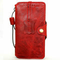 Red genuine leather flip wallet case for Samsung Galaxy Note 10 by DAVISCASE, featuring a slim design and strap, handcrafted for protection.