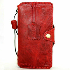 Genuine Real Leather case for Samsung Galaxy Note 10 book wallet cover luxury flip rubber Red Slim Design Strap Daviscase