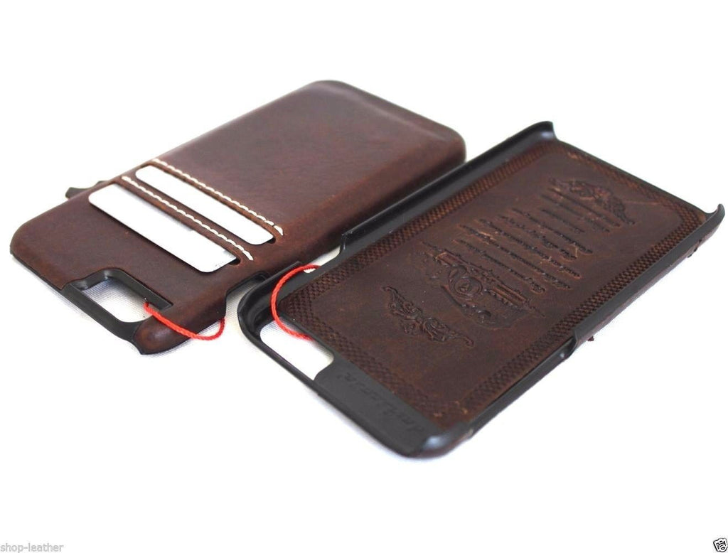 Vintage genuine leather iPhone 6/6s case, slim and luxury handmade phone cover with classic art design.