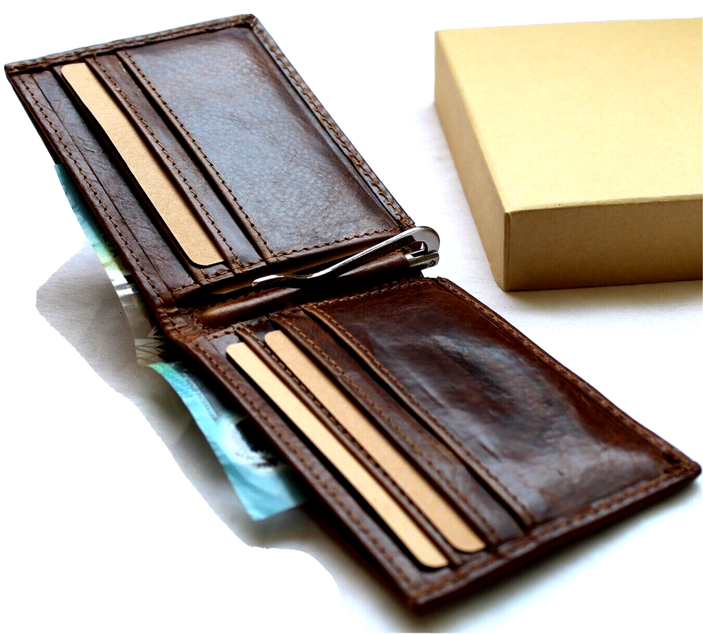 Men's genuine leather wallet with credit card slots and bill compartment, featuring a Tree of Life design in tan by DAVISCASE.