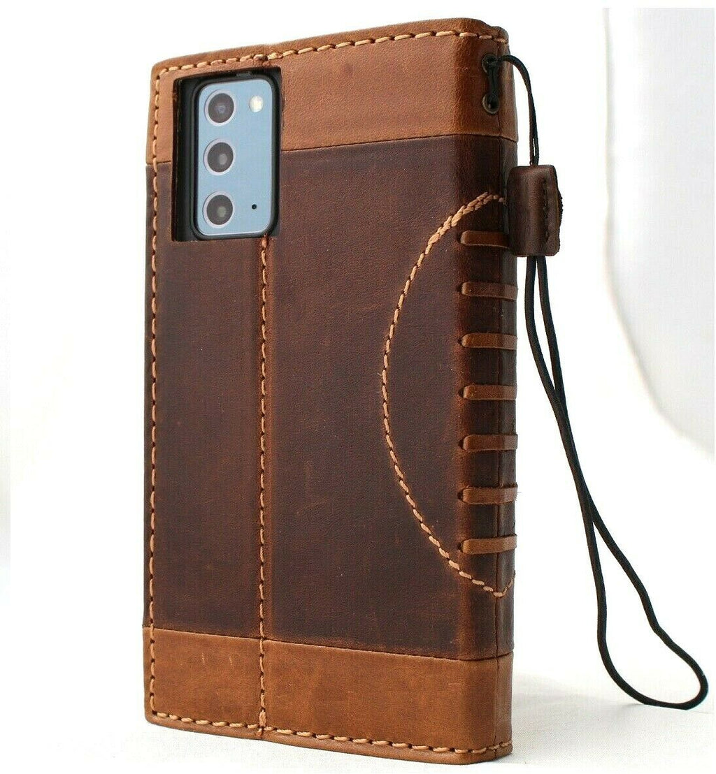 Leather wallet case for Samsung Galaxy Note 20 5G by DavisCase, with card slots and wireless charging compatibility.