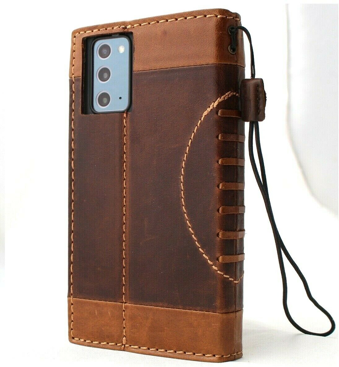 Leather wallet case for Samsung Galaxy Note 20 5G by DavisCase, with card slots and wireless charging compatibility.