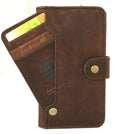 Genuine dark leather iPhone 12 case with wallet design, ID window, credit card slots, handmade by DAVISCASE.