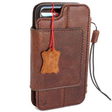 Genuine Natural leather Removable case for iPhone 8 Plus Detachable cover book wallet card id magnetic business soft Daviscase Art Top