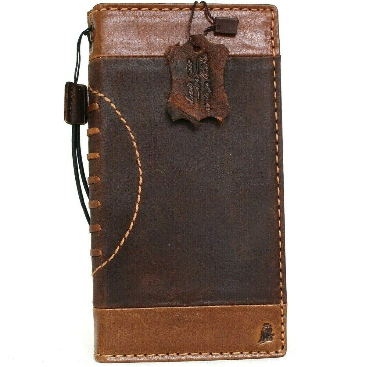 Handmade genuine leather wallet case for Apple iPhone 11 Pro Max with credit card slots, slim design, and luxury finish by DavisCase.