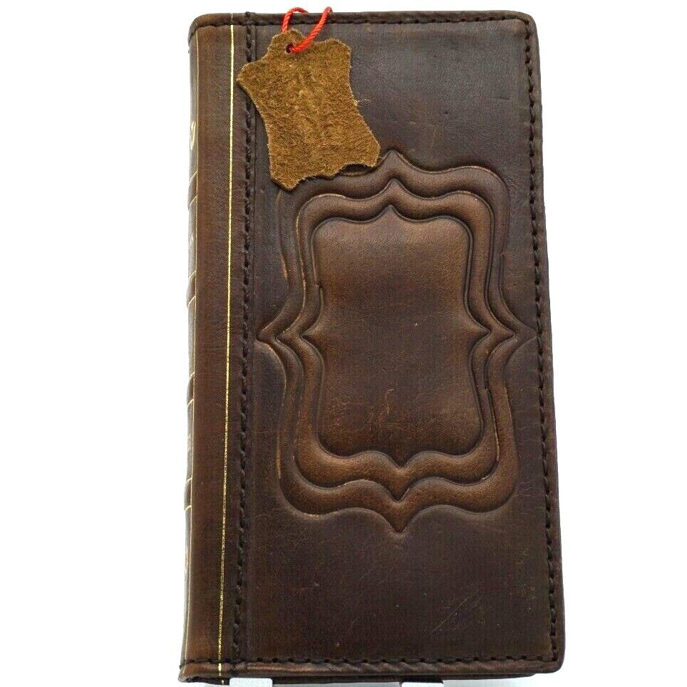 DavisCase genuine leather wallet phone case for iPhone 11 to 15 Pro Max, vintage handcrafted cover with card slots and elegant design.