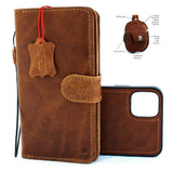 Genuine Real Leather For Apple  iPhone 11 Case Cover Wallet Credit Holder Magnetic Book Tan Removable Detachable Prime Holder Vintge + Airpods 2