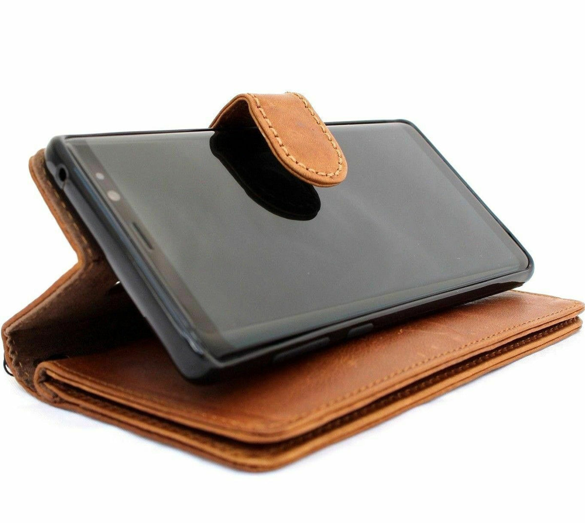 Genuine leather Samsung Galaxy S20 wallet case by DAVISCASE with card slots, window, and magnetic slim design.