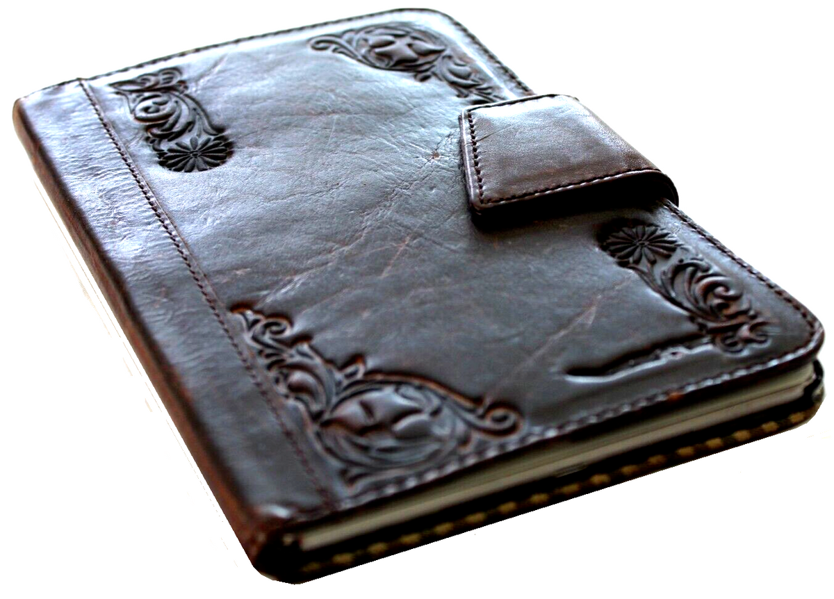 Genuine leather iPad Mini case by DAVISCASE with card slots, designed for Apple iPad Mini 3-7, in black with a sleek, luxurious finish.