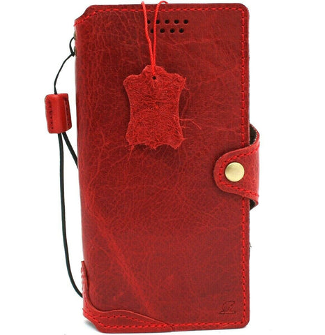 Genuine Red Leather Case for Samsung Galaxy Note 9 Book Handmade Wallet Closure Vintage Style Slim Cover Cards Slots Wireless Charging DavisCase