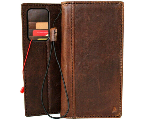 Genuine Leather Case for Samsung Galaxy Note 20 Ultra 5G book wallet cover Cards Wireless Charging ID Window Luxury Rubber stand Davis 1948