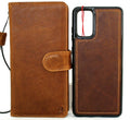 Genuine full leather Samsung Galaxy S20 Plus case by DAVISCASE with wallet design, card slots, magnetic stand, and removable cover.