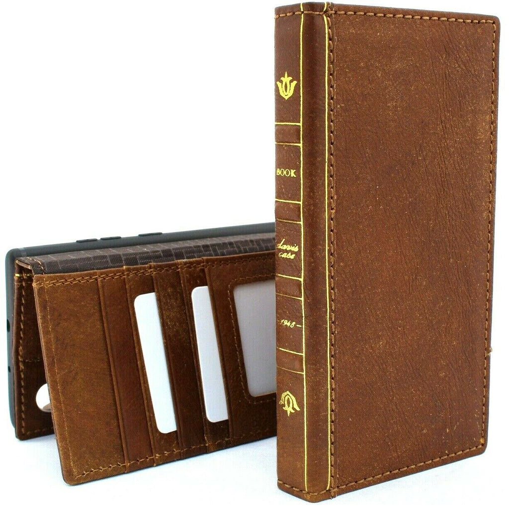 Genuine full leather Bible-style wallet case for Samsung Galaxy Note 10 Plus, handmade by DAVISCASE, with soft slots and luxury design.