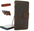 Genuine dark soft leather Samsung Galaxy Note 10 wallet case with ID window, stand feature, magnetic car holder, and removable design.