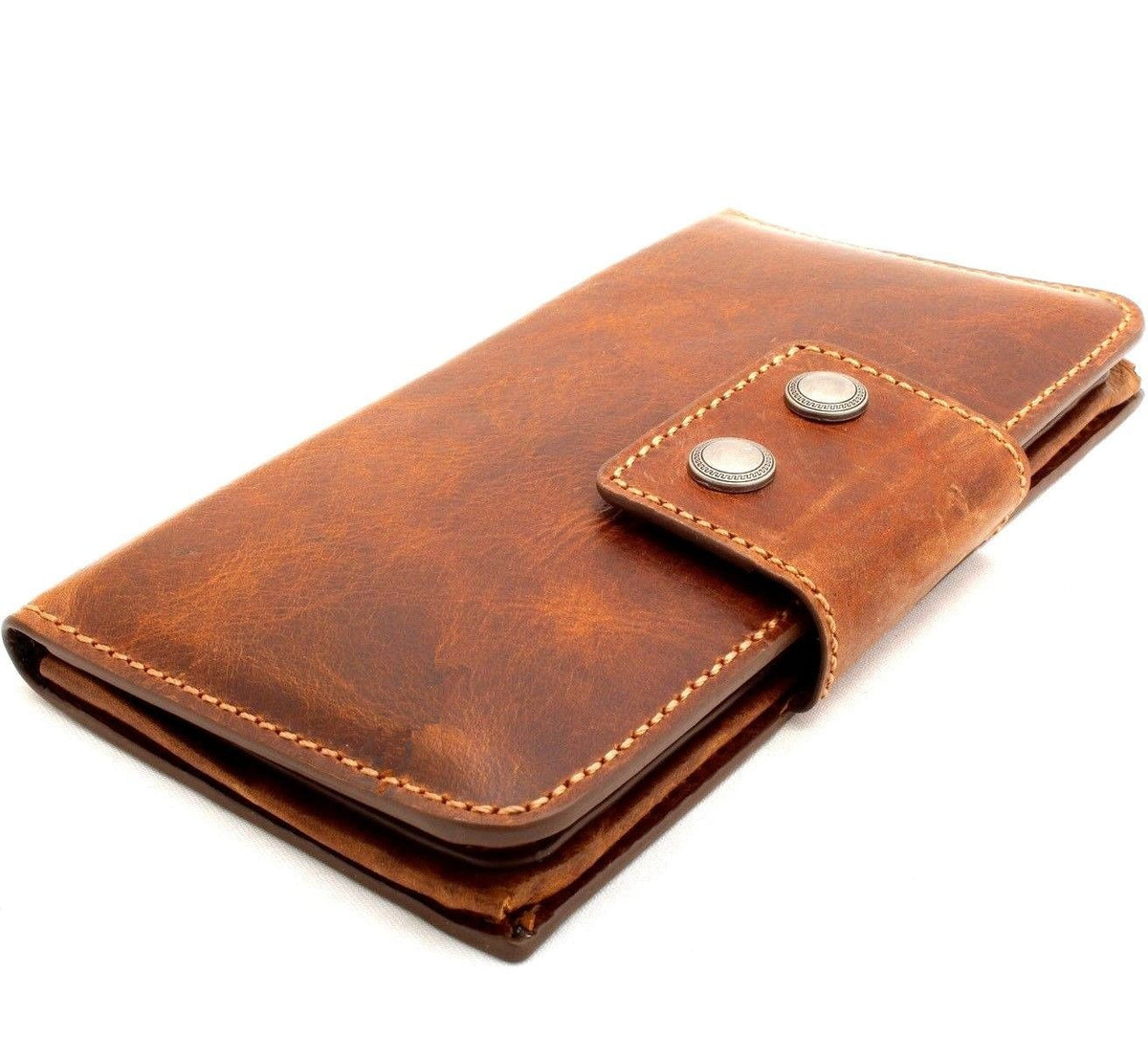 Genuine leather wallet case for LG V40 and V30 by DAVISCASE with closure, 8 card slots, slim design, for LG G7 smartphone.