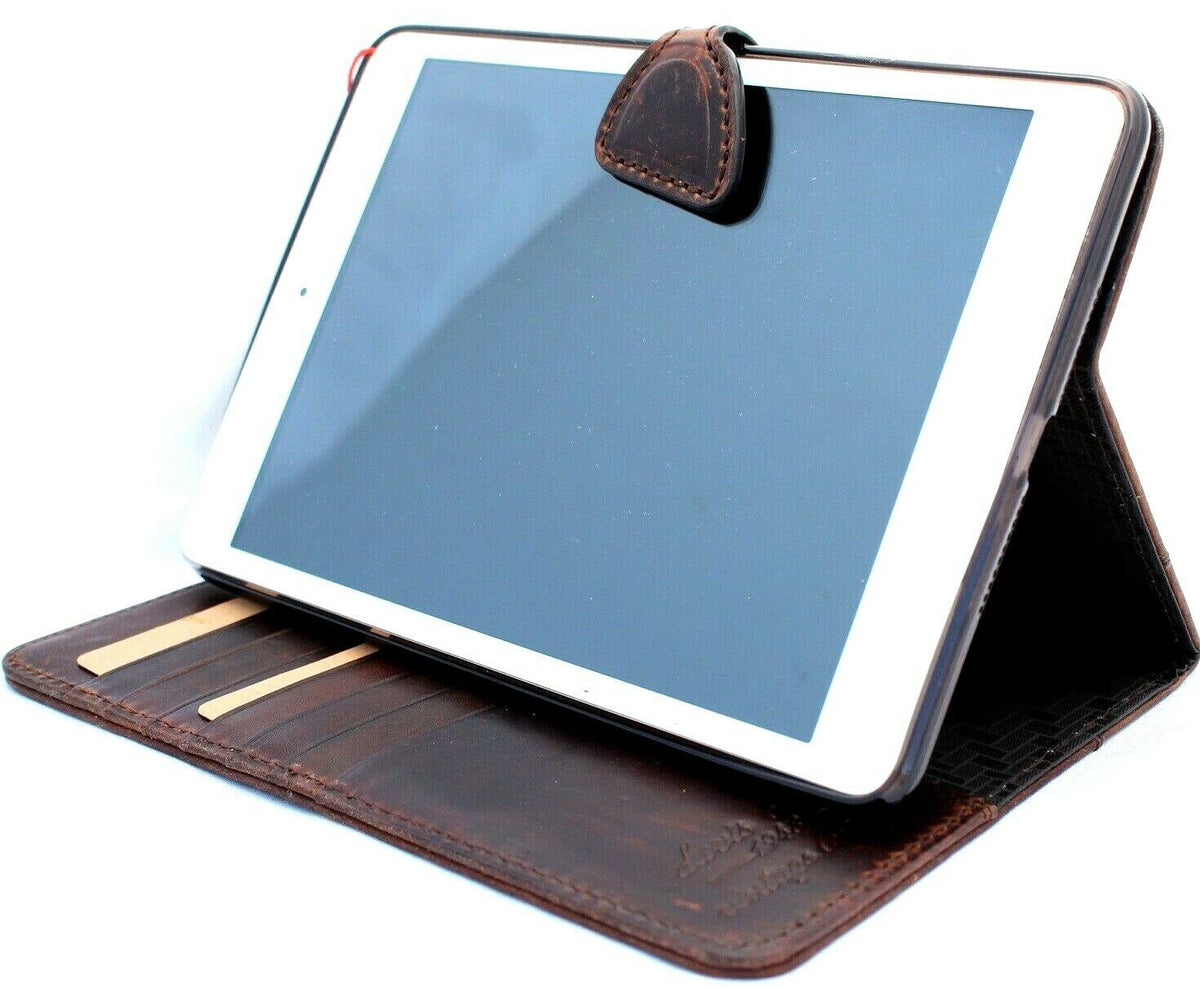 DavisCase genuine vintage leather iPad mini 6 (2021) case with card slots, handmade, rubber accents, for Apple iPad mini 6.
