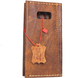 Genuine handmade leather case for Samsung Galaxy S8 Plus book wallet cover Cards slot soft brown jafo 48 design