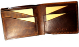 Men's Genuine Leather Wallet  Credit Card Slots Bill Handmade Carved Brown cracks Cobwebs DavisCase Luxury