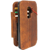 Genuine italian leather Case for Samsung Galaxy S9 Plus book wallet coverbCards Removable detachablebb card slots window vintage brown slim jafo 48