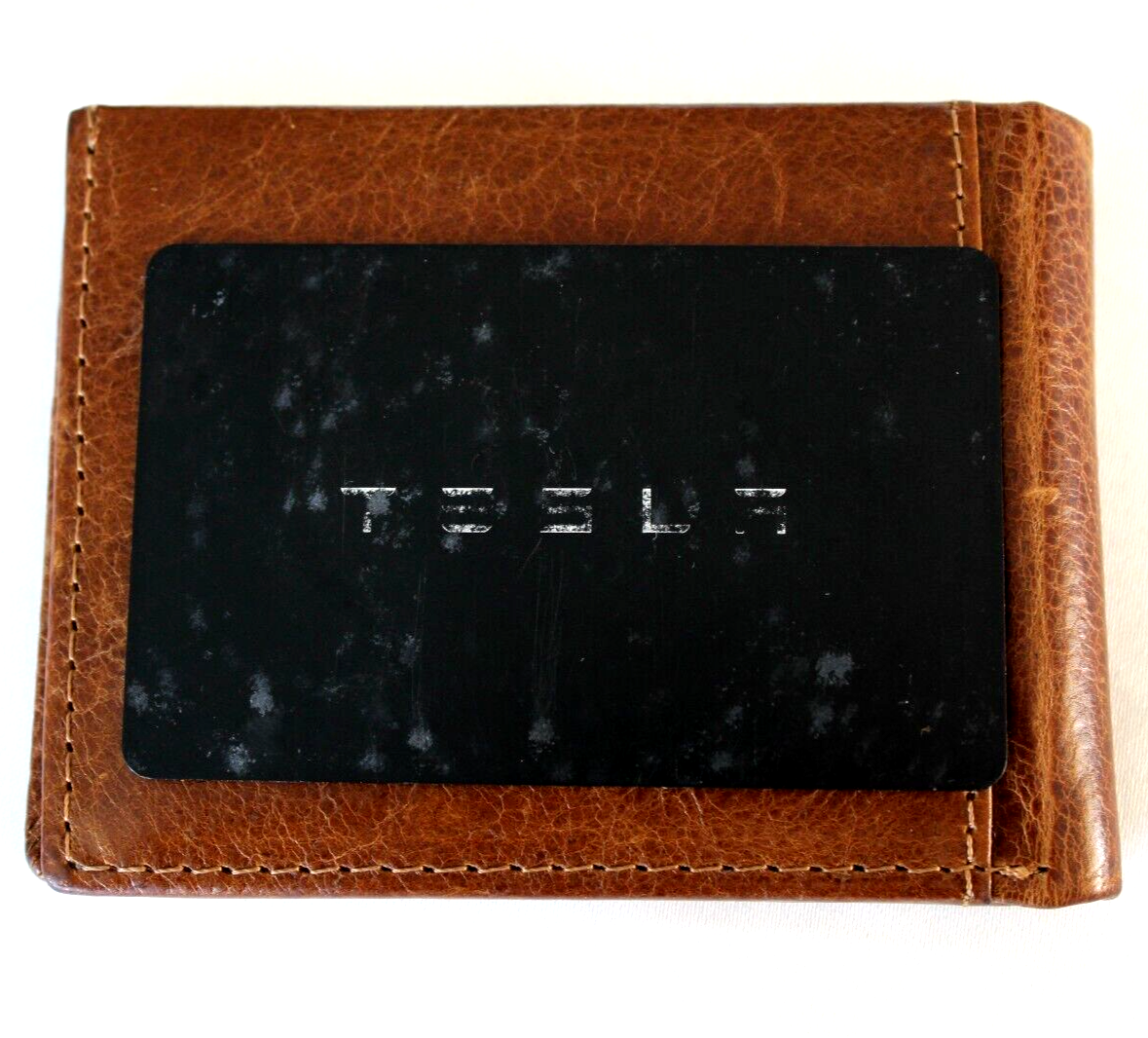 Men's genuine leather wallet with credit card slots and bill compartment, handcrafted tan wallet by DAVISCASE with Tree of Life design.