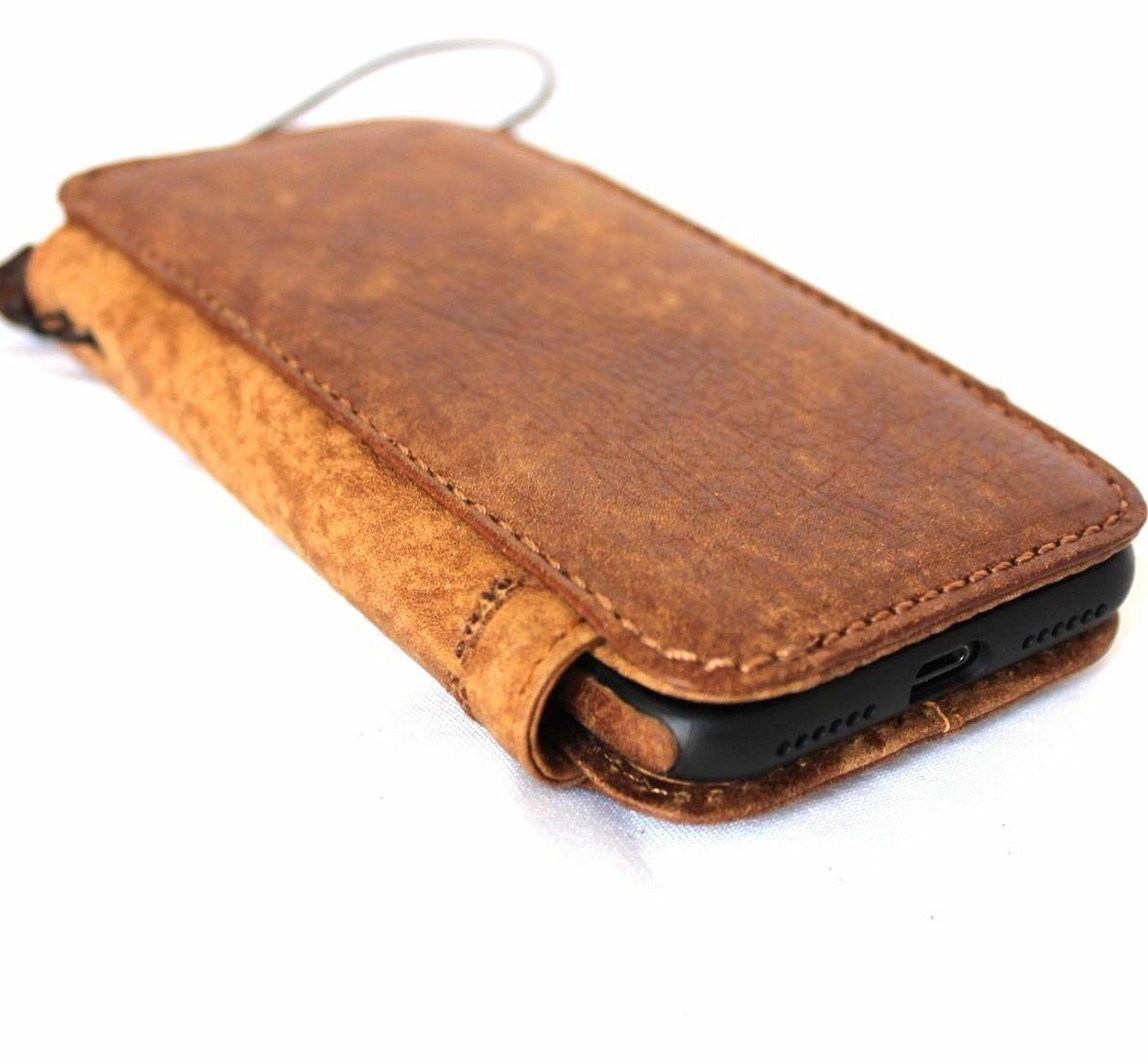 Genuine full leather iPhone SE 2 2020 case by DavisCase with wallet card slots, magnetic closure, slim book-style design