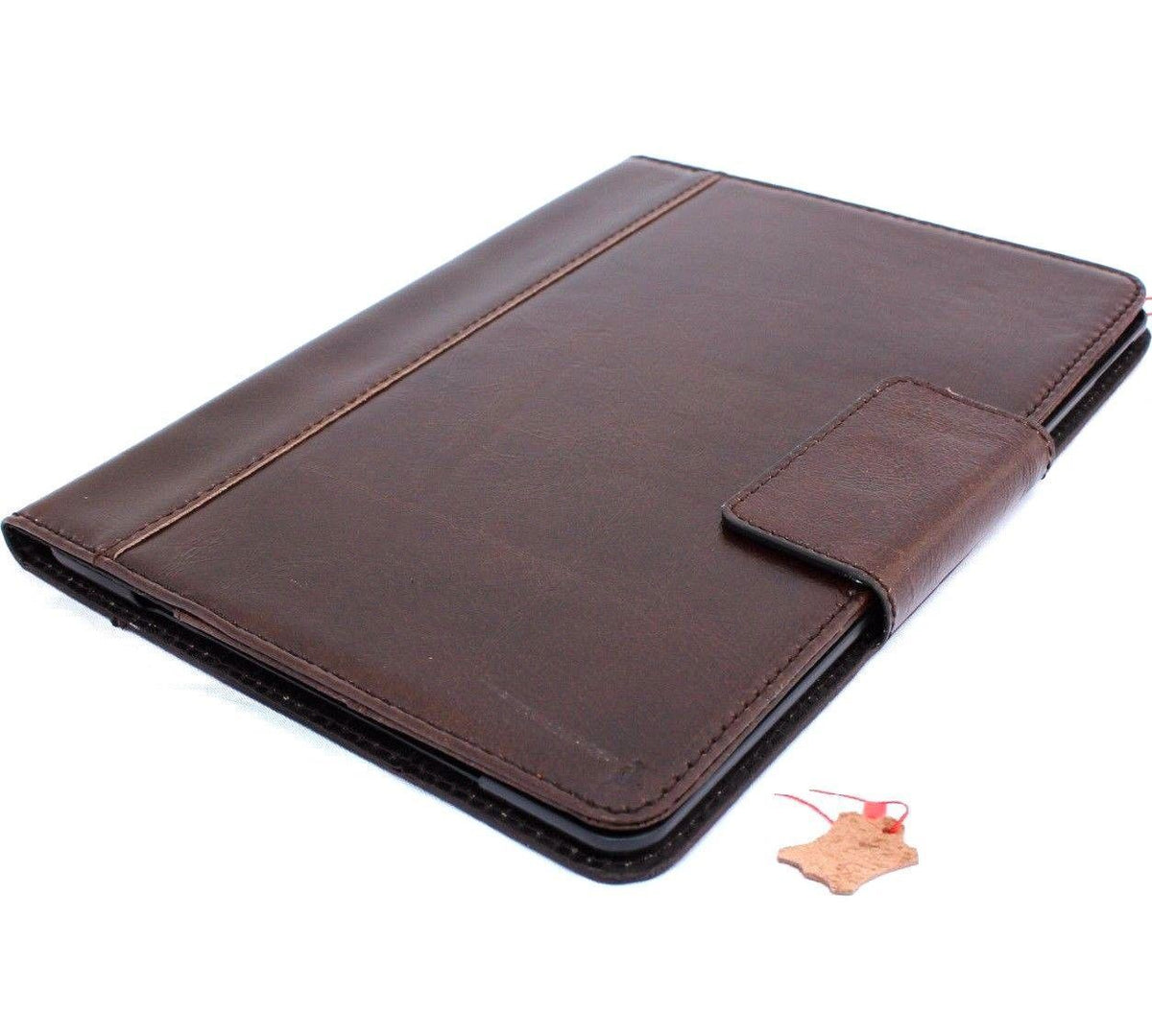Brown genuine leather iPad Pro 10.5 case by DAVISCASE with flip cover, card slots, handmade slim design, for Apple tablet.