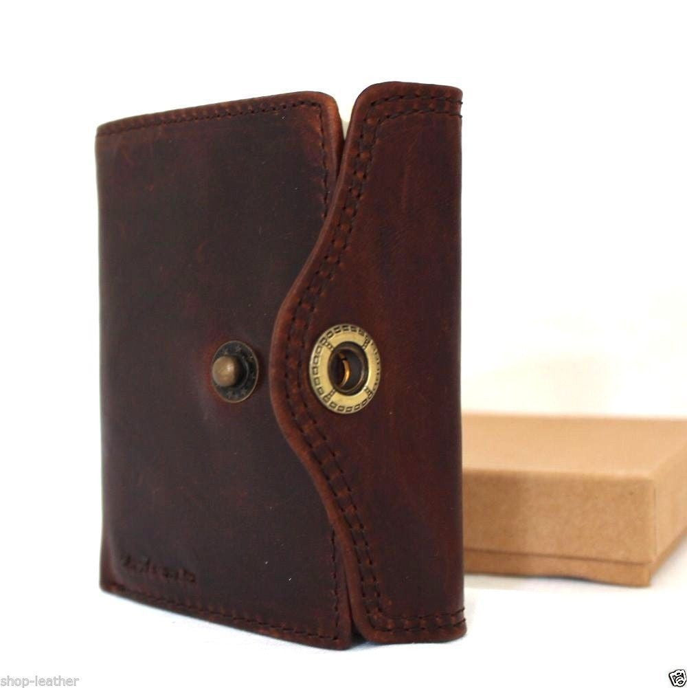 Men's full leather wallet with six credit card slots, two ID windows, and two bill compartments in brown leather.