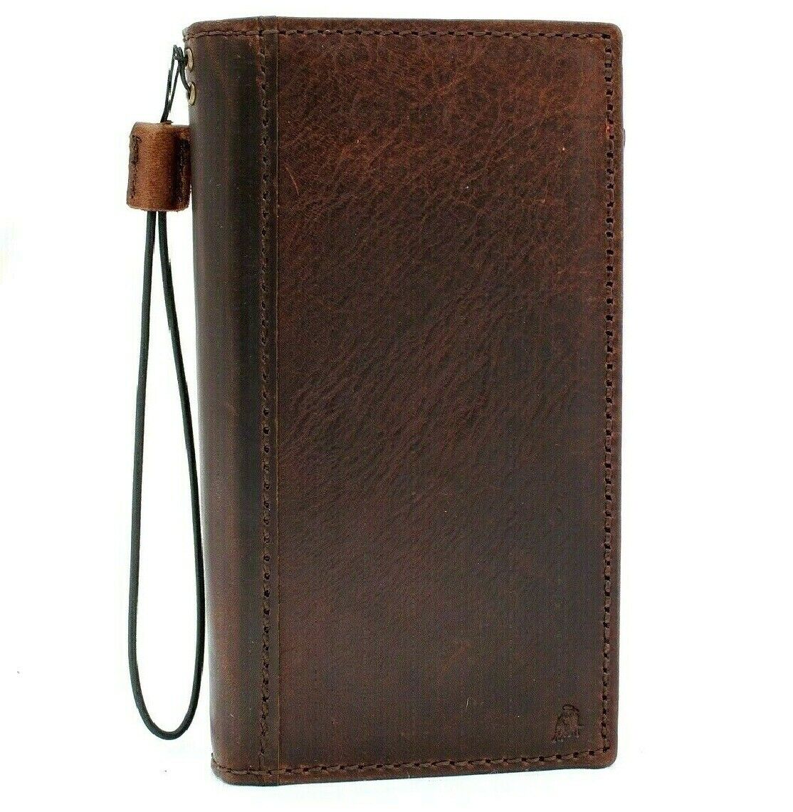 Genuine dark leather Samsung Galaxy S20 Plus wallet case with ID window, card slots, wireless charging holder, by DAVISCASE.