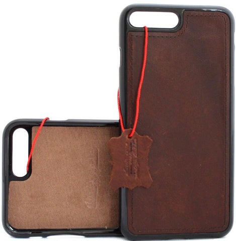 Véritable cuir naturel iPhone 8 et 7 étui portefeuille mince support livre de luxe rétro classique