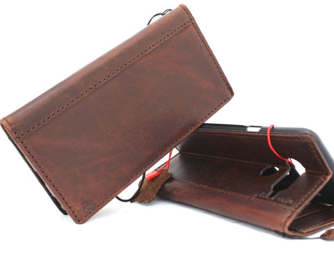 Genuine natural leather Case for LG V40 book wallet cover slim brown cards slots premium handmade jafo 48