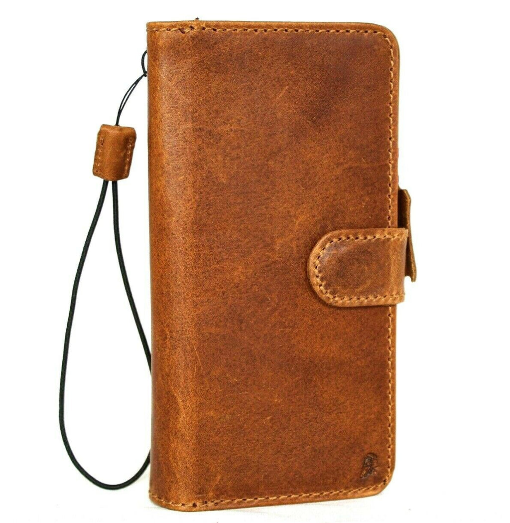 DavisCase genuine leather galaxy S24 Ultra book wallet case with removable cover and card window, magnetic closure, and DIY design.