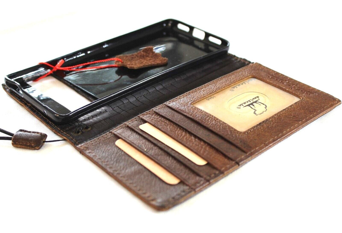 Genuine leather phone case for Samsung Galaxy S22, S21, S20, S23, Note 10, A51, A71, A12, 5G, vintage art wallet style by DAVISCASE