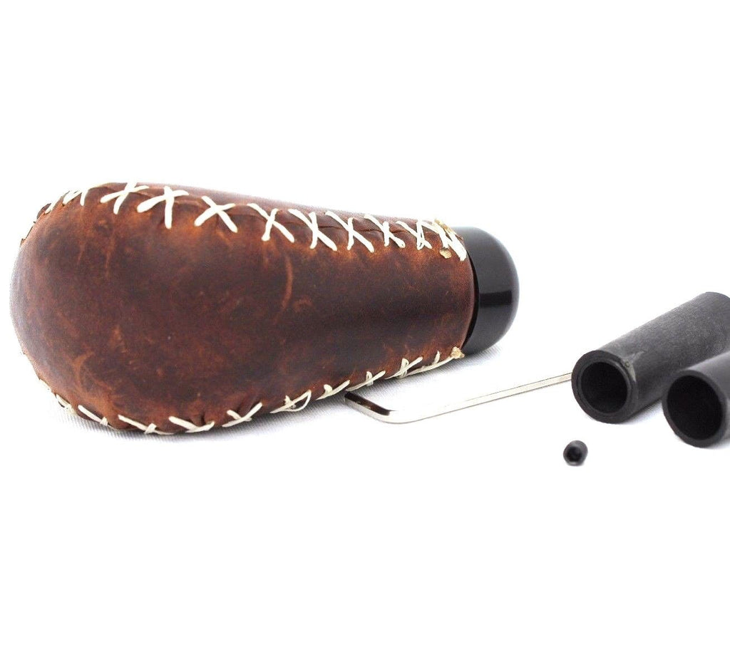 Genuine leather gear shift knob for Mercedes-Benz, handmade by DAVISCASE, with a classic car lever design for SL, CLK, SLK models.