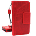 Handmade red wine leather wallet phone case for Samsung Galaxy S9 Plus with card slots, crafted for protection and style.