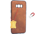 Handmade genuine leather Galaxy S8 Plus wallet case with magnetic closure, slim design, and card slots for business style protection.