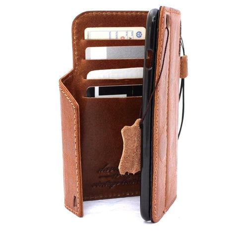 genuine vintage leather case for iphone 6s plus cover Bible book wallet credit card id magnet business slim DavisCase