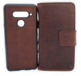 Genuine vintage leather Case for LG V40 book detachable wallet magnetic Removable cover slim brown cards slots handmade daviscase