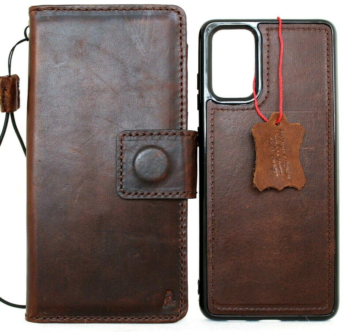 DavisCase genuine full leather book wallet case for Samsung Galaxy Note 20 with card slots, window, magnetic stand, slim luxury design