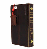 Étui en cuir naturel véritable pour iPhone SE 2 2020 couverture livre bible design portefeuille cartes vintage business slim SE2 chargement sans fil Davis classic Art