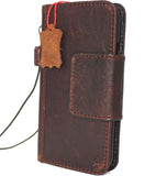 Echtleder-Hülle für iPhone XS, Buch-Geldbörse, Magnetverschluss, Kartenfächer, schlankes, braunes Vintage-Daviscase