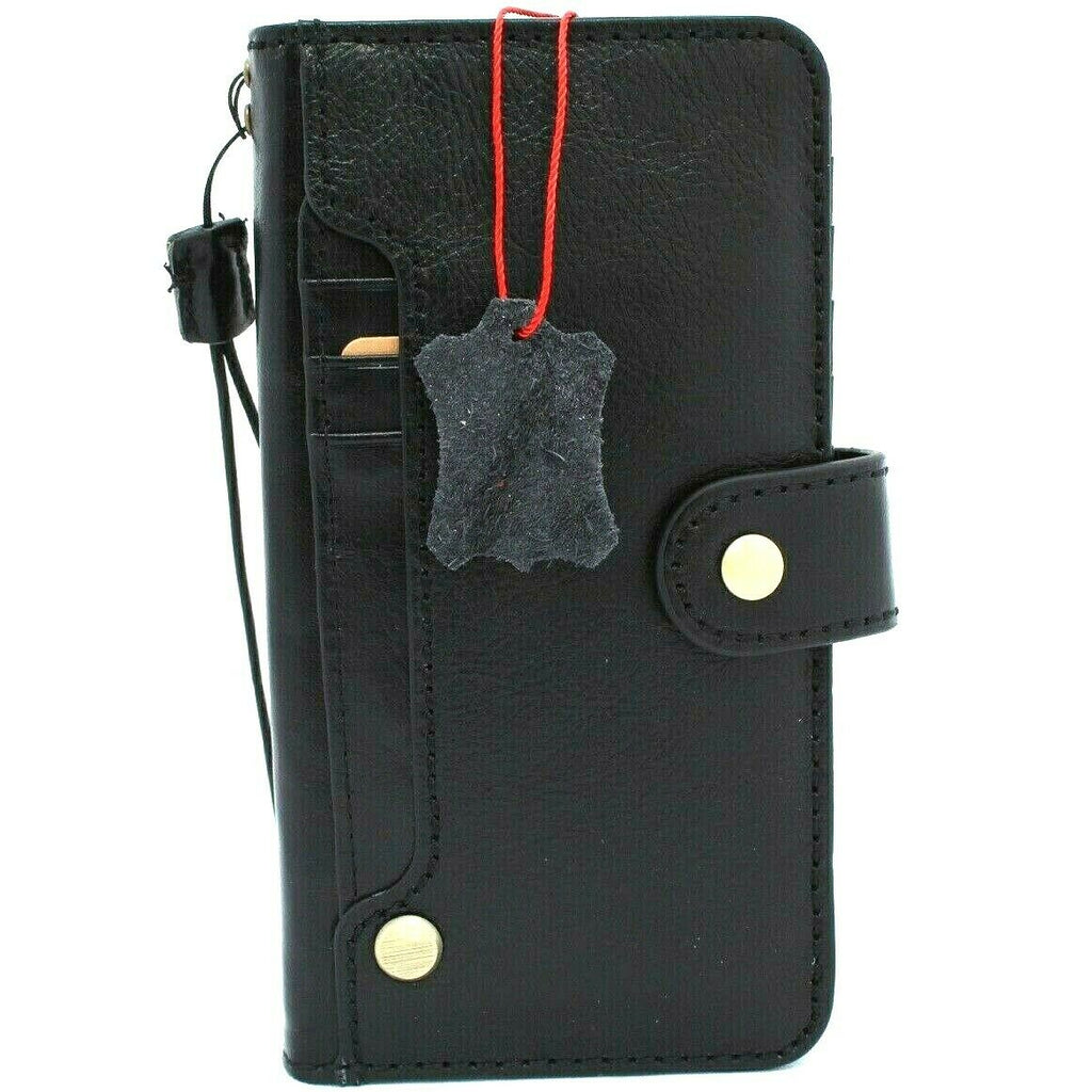 DavisCase genuine leather phone case for iPhone 11-14 and Galaxy S21 Ultra, vintage style wallet cover with credit card slots.