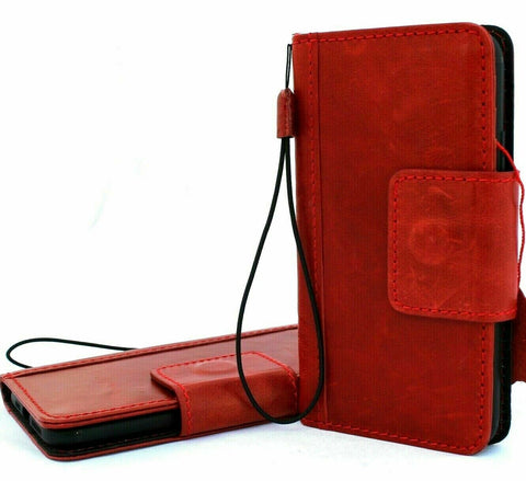 Étui en cuir véritable pour Apple iPhone 11 Pro, portefeuille vintage, cartes de crédit, support magnétique, livre de luxe, rouge, chargement sans fil fin