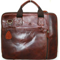Men's DAVISCASE genuine leather shoulder bag with crossbody strap, brown briefcase style messenger bag for laptop and iPad.